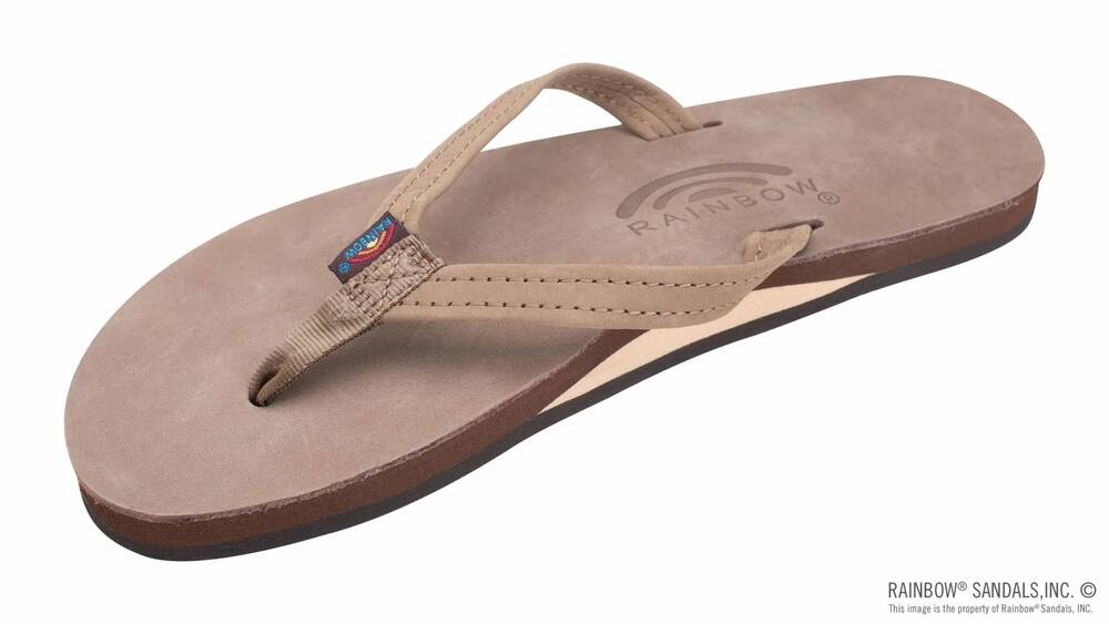 NEW RAINBOW SANDALS women's narrow strap leather sandal in brown